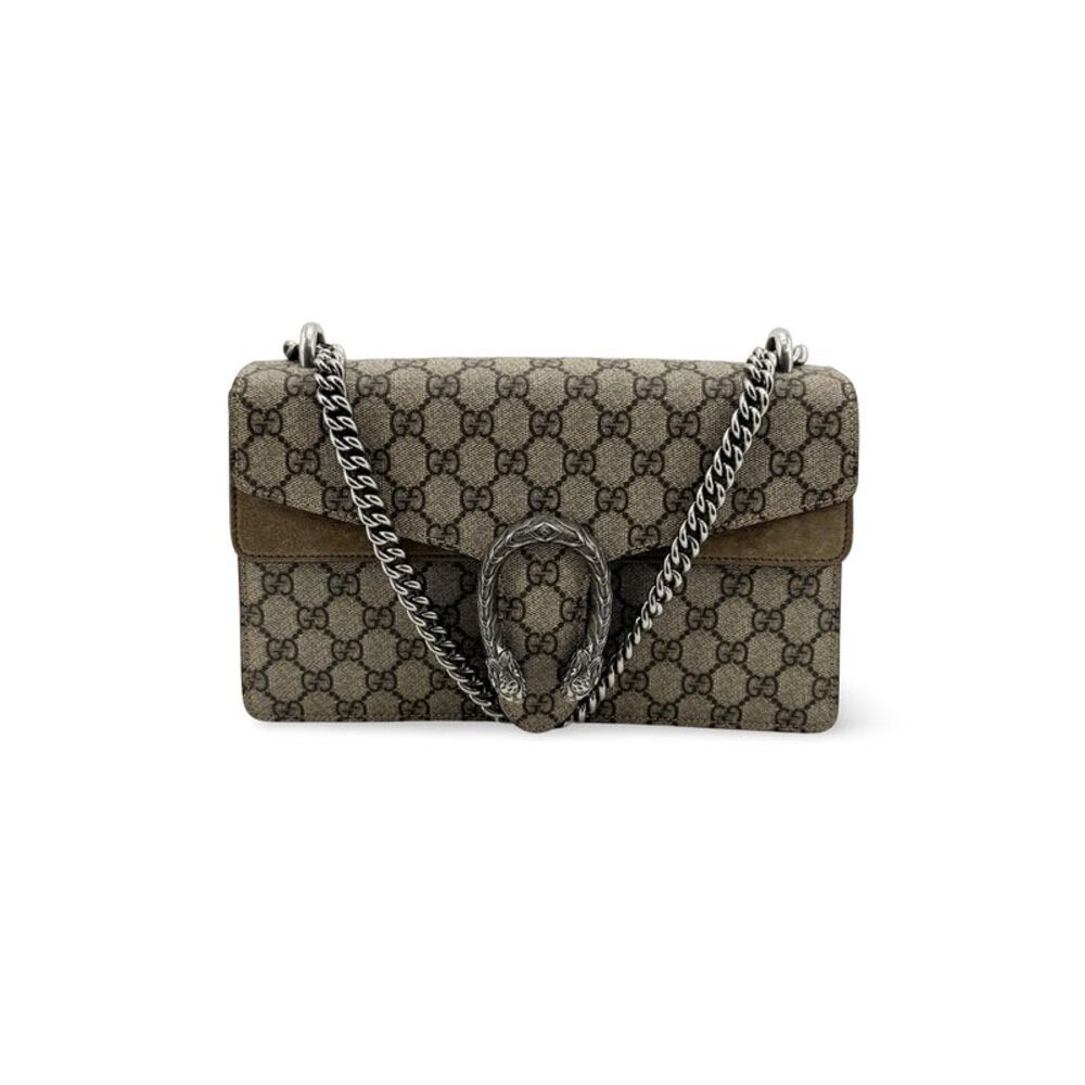 Gucci Dionysus Gg Coated Canvas Brown Suede Handbag